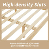 Karl home 12 Inches Wood Platform Bed Frame, Queen Bed Frame, Solid Wood Foundation with Wood Slat Support, Easy Assembly No Box Spring Needed (White) Karl home