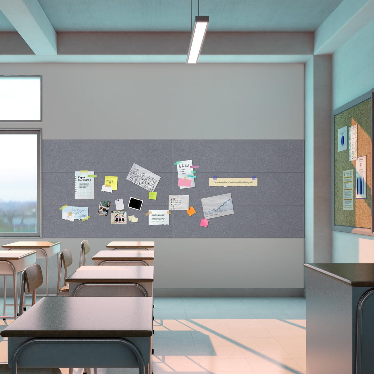 DrKlang 6 Pack Acoustic Panels, 47.2" x 11.8" Decorative Felt Wall Tiles, Wall and Ceiling Acoustical Treatment Tiles, Great to Reduce Echo and Noise for Home and Office - African Grey DrKlang