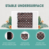 Idzo Interlocking Deck Tiles - 10PCS Waterproof Acacia Wood Patio Tiles, Flooring Tiles for Both Indoor and Outdoor - Decking Stripe Pattern, Dark Brown, 12 x 12 x 0.9 inches IDZO