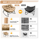 RADIATA Rocking Egg Chair with Thicken Cushion, Indoor Outdoor Oversized Rocker Lounge Chair, Water Resistant Cushion Cover, Metal Frame 450 lbs Weight Capacity, for Patio, Porch, Garden, Bedroom RADIATA