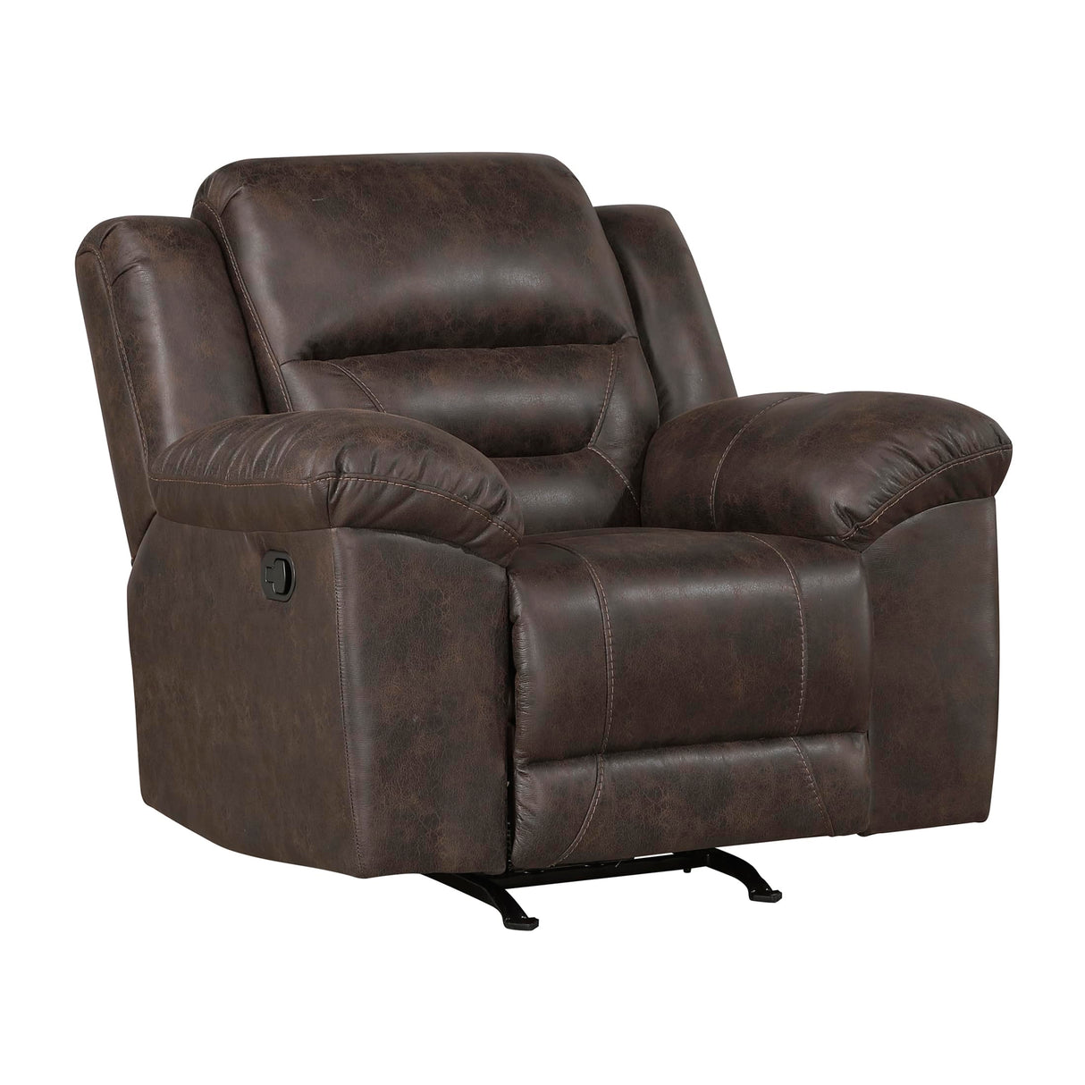 Lexicon Rocker Recliner Chair for Living Room, Wall Hugger Manual Recliner Chairs, Textured Microfiber Upholstered Rocking Reclining Chair, Home Theater Seating, Required Assembly, Dark Brown Lexicon