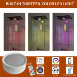 LKTART Glass Display Cabinet 3 Shelf with Single Door, Curio Display Cabinet with 12 Adjustable Color Led Light, 4 Caster Wheels with Brakes, 360 Rotation of Display Cabinets for Collectibles, Black LKTART