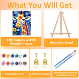 Paint by Numbers for Adult with Frame, Giraffe Paint by Numbers Kit for Adults Beginners, DIY Acrylic Painting on Canvas for Home Wall Art Decor 7.8x11.8Inch (with Frame Easel) Mandun