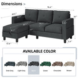 Shintenchi Convertible Sectional Sofa Couch, Modern Linen Fabric L-Shaped Couch 3-Seat Sofa Sectional with Reversible Chaise for Small Living Room, Apartment and Small Space (Black) Shintenchi