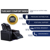 Valencia Tuscany Home Theater Seating | Premium Top Grain Italian Nappa 11000 Leather Power Recliner Chair with Lumbar Support & Headrest (Row of 3, Navy Blue) VALENCIA THEATER SEATING