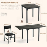 7-Piece Dining Table Set for 4-6, Extendable Kitchen Table Cushion Chairs Set of 6 with 6 Chairs, Rectangle Dining Table with Metal Frame & MDF Board, Folding for Small Apartment Saving Space,Grey Oak HUAHUU