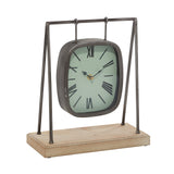 Deco 79 Wood Pendulum Clock with Wood Base, 10" x 5" x 12", Gray Deco 79