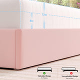 HOSTACK Twin LED Bed Frame with Storage Headboard and Charging Station, Girls Bed Frame with 2 Drawers and USB Ports, Velvet Upholstered Platform Bed Frame with Bookcase, No Box Spring Needed, Pink HOSTACK