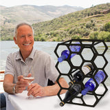 AT-VALY Countertop Wine Rack,Durable and Sturdy Freestanding 14 Bottle Wine Holder for Home Decor, Bar,Cabinet,Pantry (Black) AT-VALY