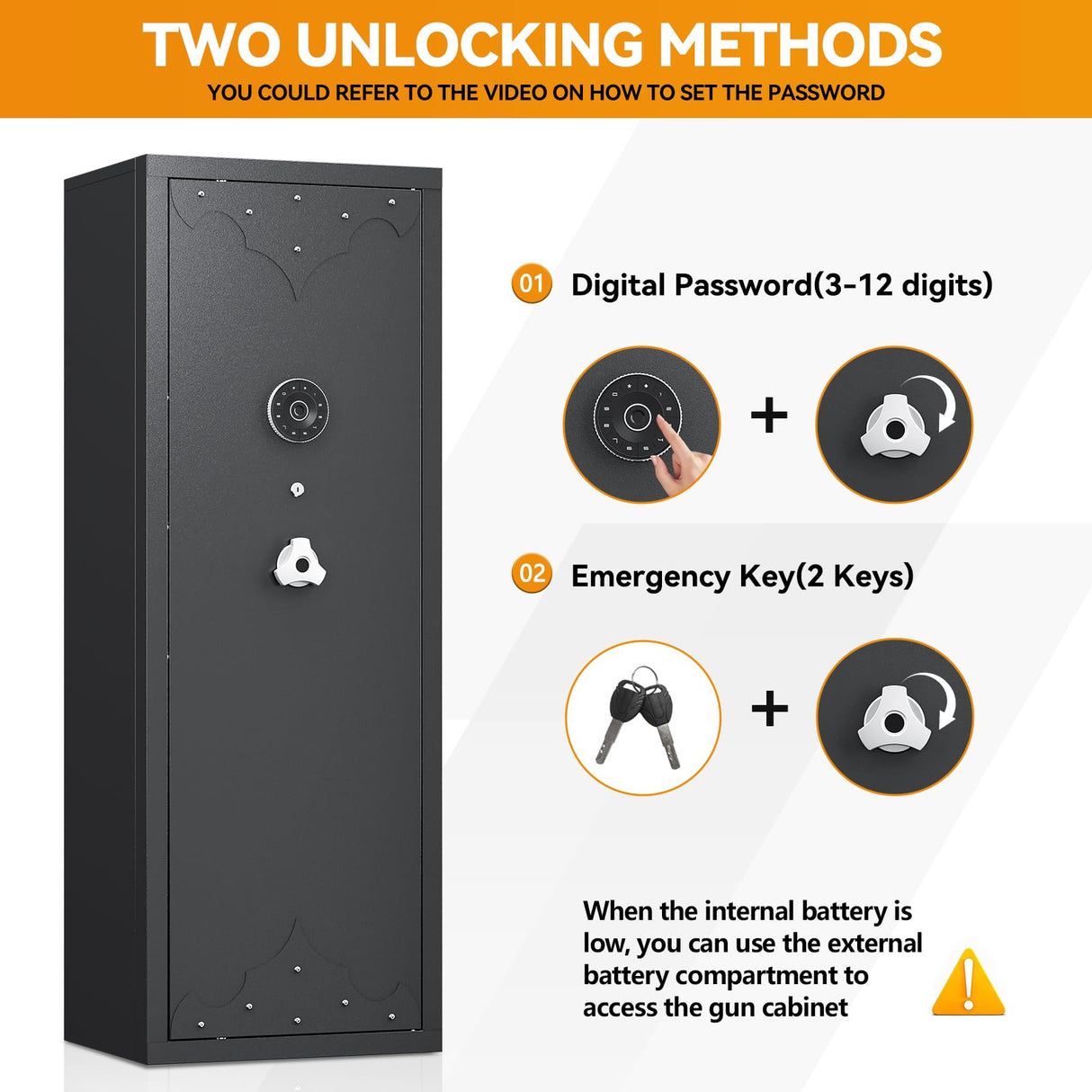 KAER [ 2024 New 10-12 Gun Safe, Large Gun Safe for Home Rifle and Pistol, Gun Cabinet, Rifle Safe, Quick Access Gun Safe KAER