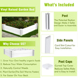 Kdgarden Raised Garden Bed Kit 4'x4' Outdoor Above Ground Planter Box for Growing Vegetables Flowers Herbs, DIY Gardening, Whelping Pen and More, Screwless White Vinyl Garden Bed with Grid Kdgarden