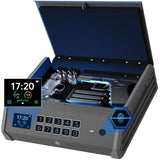 WodPeace Gun Safe for Pistols,Biometric Gun Safe,Fast Access Handgun Lock with Internal Light, Multi-Info Display Screen,Silent Mode,Fingerprint/PIN Code/KEY,Smart Box for Bedside Nightstand Car wodpeace