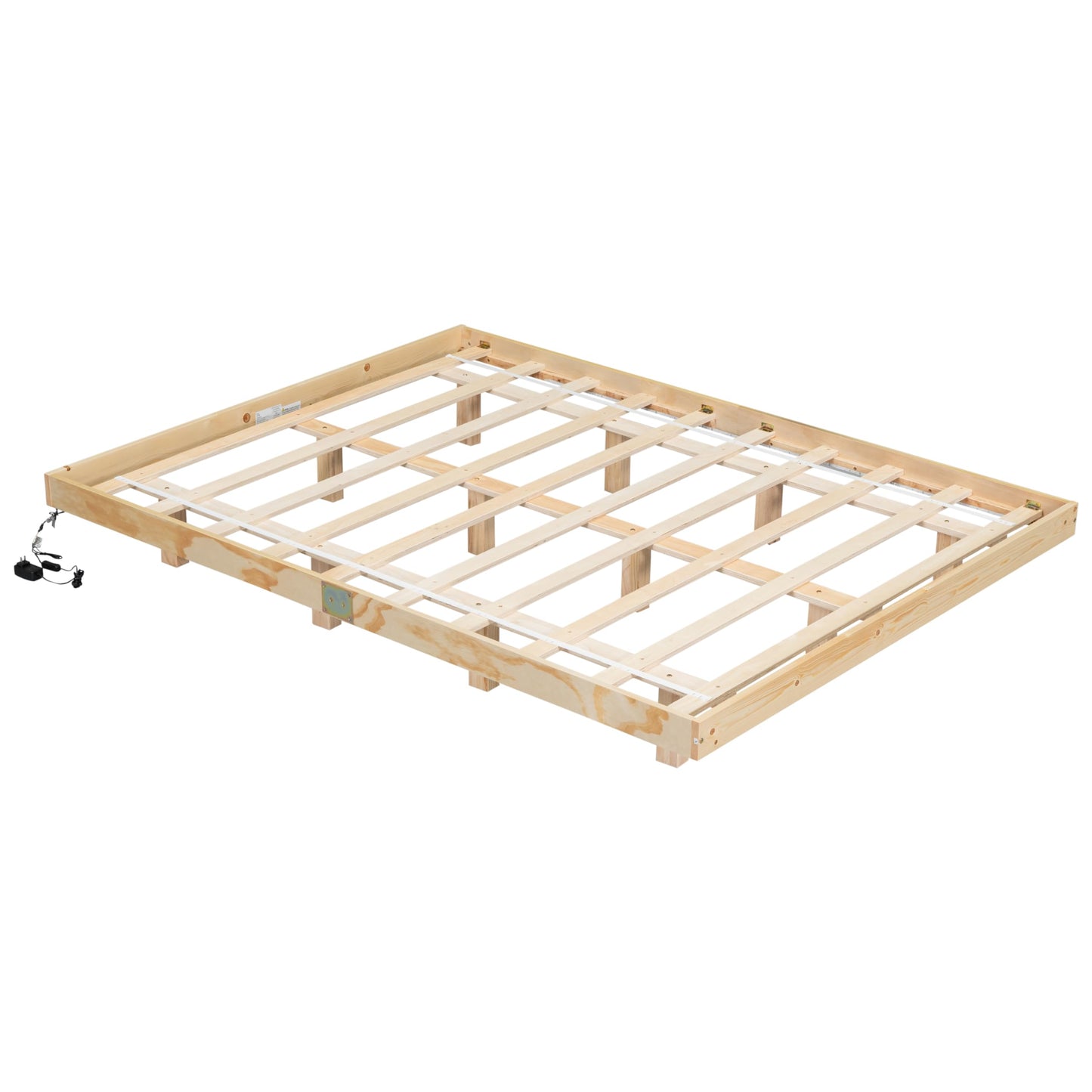 Queen Size Floating Platform Bed with LED Lights and Solid Wood Slats Support by anwickjeff - WoodArtSupply