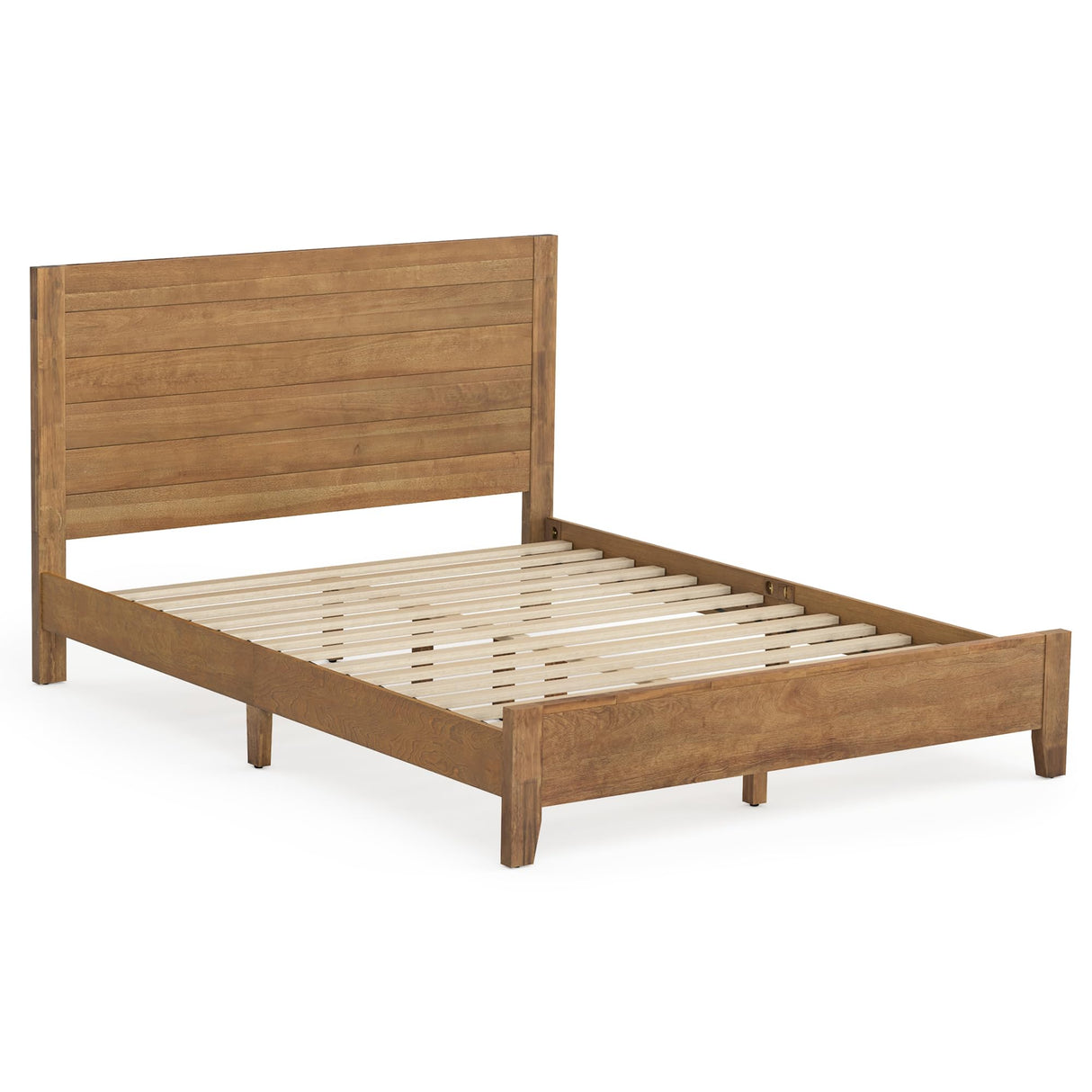 Cozyman Bed Frame Queen Size, Acacia Wood Platform with Headboard, No Box Spring Needed, 800lb Capacity, Non-Slip Without Noise, Easy Assembly, Dark Wood Cozyman