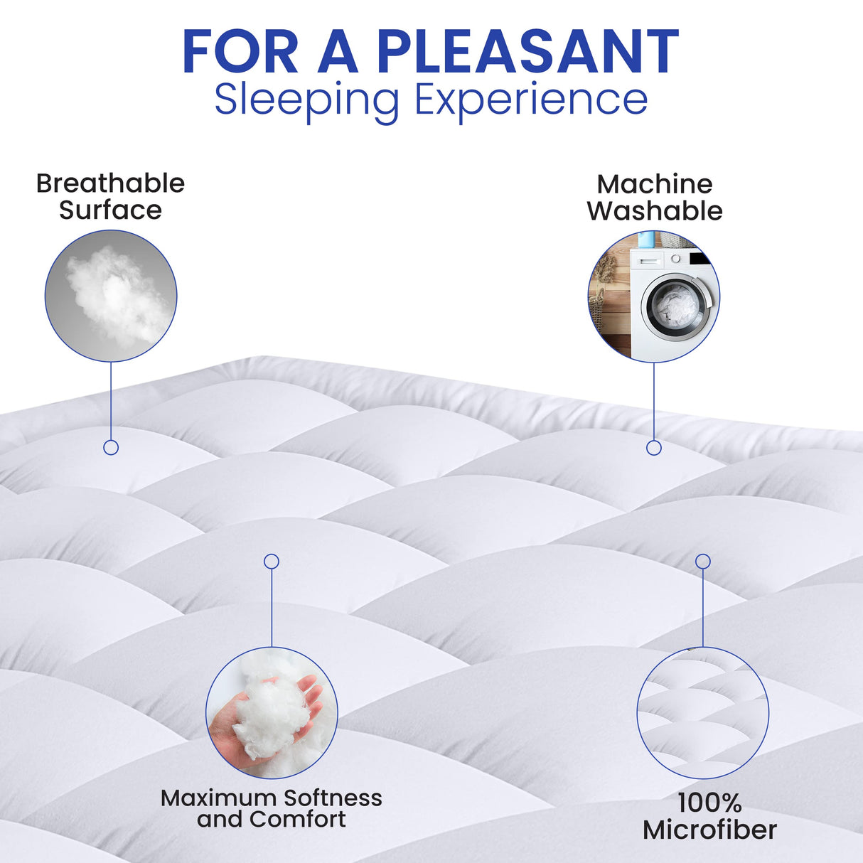 Utopia Bedding Twin Mattress Pad, Quilted Fitted Premium Mattress Protector, Deep Pocket Cover Stretches up to 16 Inches, Fluffy Pillow Topper (39x75 Inches, White) Utopia Bedding