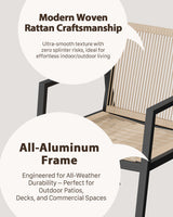 ZANDOR Expandable Outdoor Dining Set for 4-6-8,Patio Table and Chairs Set with Wood Top for Garden,Backyard,Porch,55"-82.7" Extendable Aluminum Outdoor Table Set with 4 Chairs,Grey ZANDOR