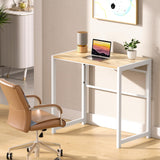 GreenForest Folding Desk No-Assembly,31.5 in Small Desk for Small Spaces Computer Desk for Home Office,Space Saving Foldable Table Study Writing Desk,Oak White GreenForest