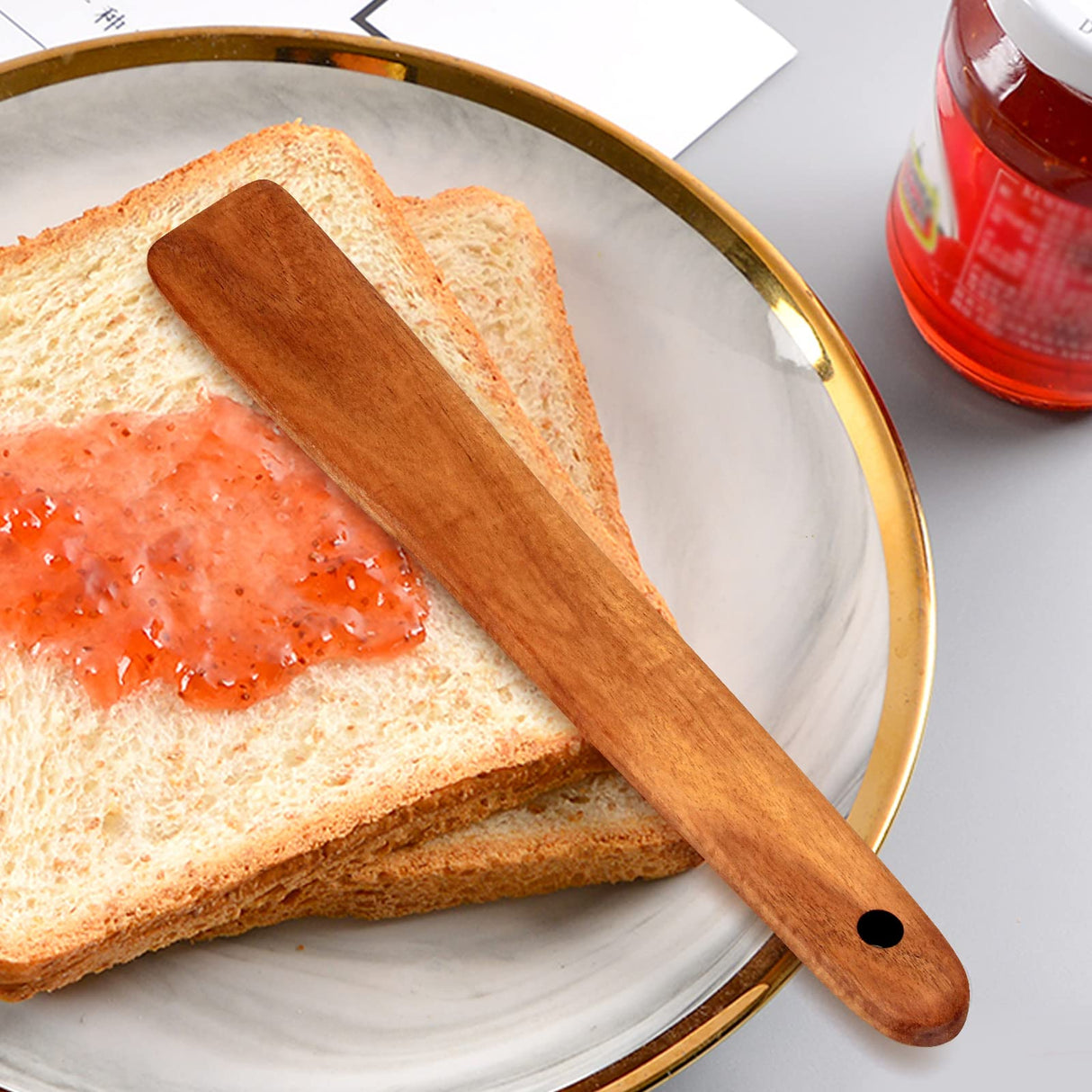 12 Inch Best Wood Spatula for Cooking Teak Kitchen Spatula Turner Flat Wooden Sourdough Spatula for Baking, Scraper Spatula Non Stick Cooking Utensil Egg Flipping Spatula Stirring Spurtle Spatula Ayiaren