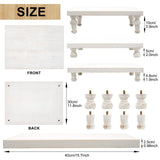 TOOLTENG 15.7" x 11.8" Wooden Riser Decorative Tray, Farmhouse Wood Pedestal Stand, Rustic Whitewashed Tray Riser Display Stand, Coffee Bar, Dining Room, Centerpiece, Kitchen, Bathroom Table Decor TOOLTENG
