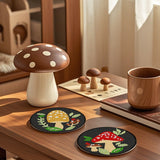 EWJRNSF 6 PCS Small Diamond Art Coasters Kits, Diamond Painting, Fall Diamond Art Kits for Adults Beginners, Arts and Crafts Item Sets with Holder for Drinks Mushroom EWJRNSF