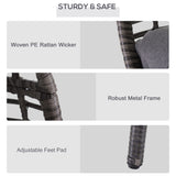 Outsunny Patio Wicker Egg Chair w/Soft Cushion, Teardrop Cuddle Seat, Outdoor/Indoor Patio Chair, PE Plastic Rattan Furniture with Adjustable Height Feet Pads, Gray Outsunny