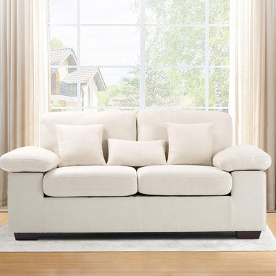 COLAMY Loveseat Sofa,73" Love Seat Couches Living Room Sofa with 3 Pillows, Upholstered Modern Chenille Seat Cushions,Beige