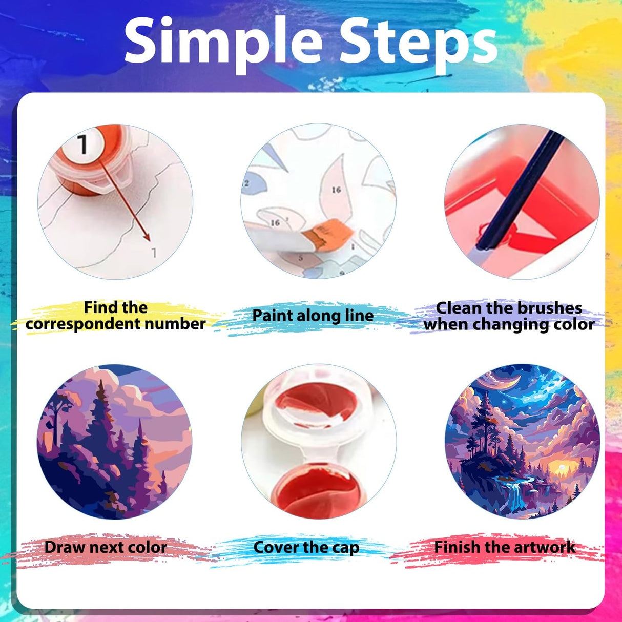 xcemhil Paint by Number Kit for Adults, Paint by Numbers Landscape, Starry Waterfall Paint by Numbers Kit for Adults Beginner for Gift Home Wall Decor 16x20 inch xcemhil