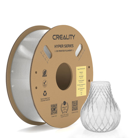 Creality Official Hyper PETG Filament 1.75mm, High Speed 30-600mm/s 3D Printer Filament PETG, Dimensional Accuracy ± 0.03 mm, Fit Most 3D Printers, 1KG(2.2lbs) Spool Transparent Creality