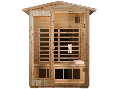 LTCCDSS Outdoor Infrared Sauna 2 Person | Far Infrared Sauna, Canadian Hemlock, Withstand Outdoor Temp -5℉-104℉| Low EMF Sauna Room for Home-9 Low EMF Heaters-Chromotherapys-Bluetooth Speakers