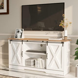 4 EVER WINNER White TV Stand for 65 inch TV for Living Room, Modern Farmhouse Barn Door TV Stand with Storage Cabinets and Adjustable Shelves for Bedroom, Media Entertainment Center TV Console Table 4 EVER WINNER