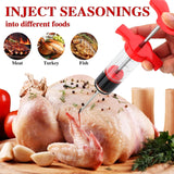 Meat Injector Syringe, 1-oz Plastic Marinade Turkey Injector Kit, 2 Marinade Injector Needles for BBQ Grill by QPMR QPMR