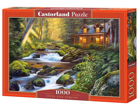 CASTORLAND 1000 Piece Jigsaw Puzzles, Creek Side Comfort, Cozy Forest Cottage, Forrest Cabin, Adult Puzzle, Castorland C-104635-2 Castorland