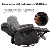 CANMOV Massage Swivel Rocker Recliner Chair with Heat and Vibration,360 Degree Manual Swivel Rocking Recliners with Side Pocket, Comfy Fabric Single Sofa Reclining Chair for Living Room, Grey CANMOV