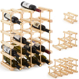Juexica Wooden Wine Rack Stackable Modular Wine Storage for Inside Cabinet DIY Assembly Wood Wine Shelf Wine Bottle Organizer Insert for Home Cabinet Restaurants Bars Kitchen (24 Bottles) Juexica