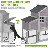Chicken Coop Outdoor Wooden Hen House 65" with Large Nesting Box, Poultry Cage with Removable Tray,UV Proof Roof GUTINNEEN
