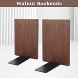 LOYORTY 2 Pair Walnut Book Ends, Large Bookends for Shelves, Wood Bookends for Heavy Books, Decorative Book Shelf LOYORTY