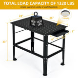 DWVO Welding Table, 36" x 24" Welding Table Top with 5/8" Holes, 0.12" Thick Fabrication Table, 1320lb Load Capacity Fixture Table, Heavy Duty Carbon Steel Weld Table for Shop Home Garage Black DWVO