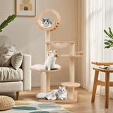 Nightcore 57” Tall Solid Wood Cat Tree for Indoor Cats, Building Block Kitten Tower w/Perch, Scratching Posts, Washable Cushions, 4 Install Options, Multi-Level Cat Activity Center Climbing Furniture WoodArtSupply