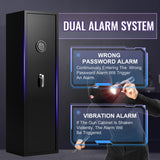 Marcree 8-10 Gun Safe for Rifles and Pistols, Gun Cabinet for Rifle and Shotgun Multi-Function, Biometric Fingerprint Large Rifle Safes for Home, with Inner Cabinet Dual Alarm System Marcree