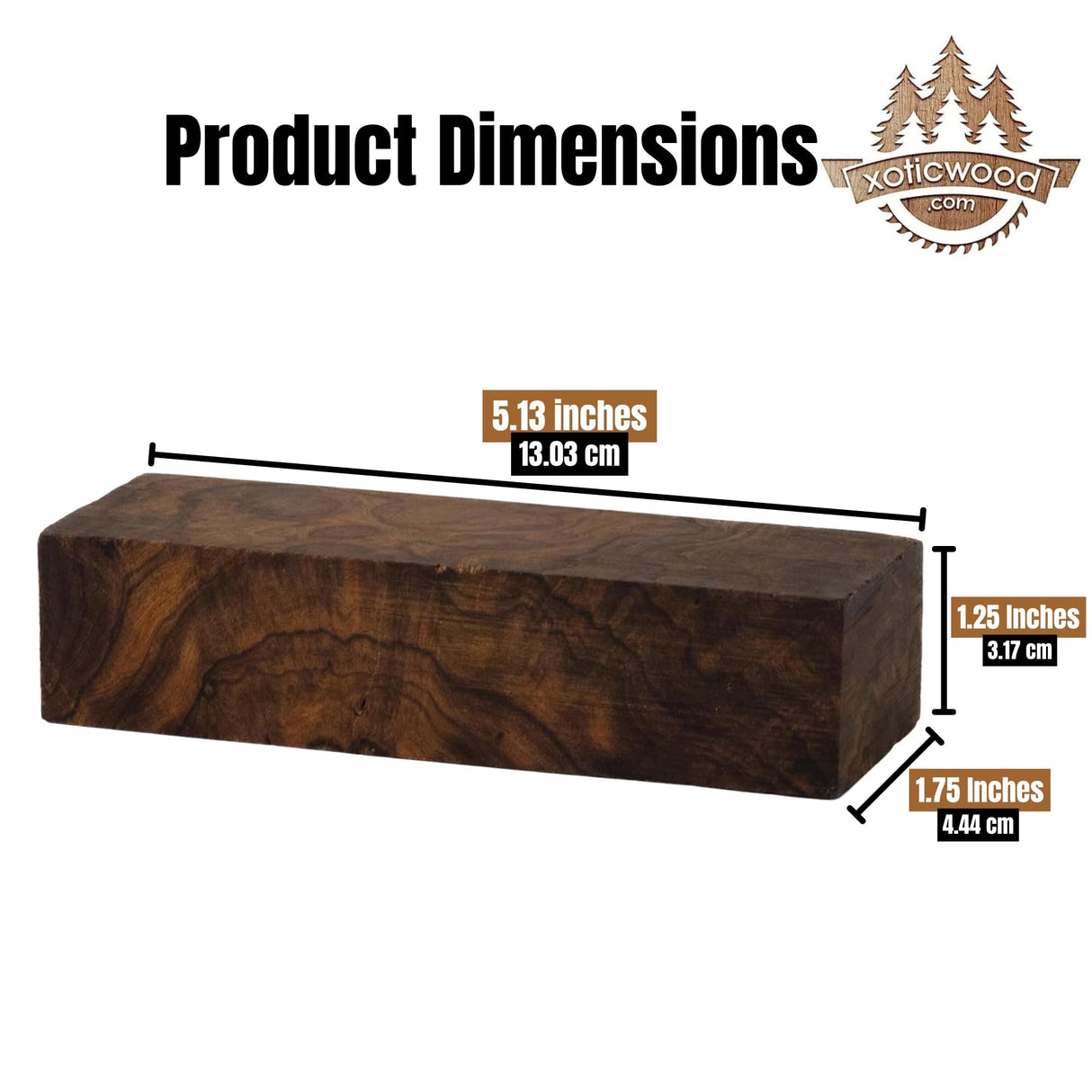 IECAP LLC Pack of 1 Hardwood Ironwood Blanks (Premium Burl Ball Pattern) – Exotic Wood Woodchucks Lumber – DIY Crafts – Size 5.13 x 1.75 x 1.25 inches IECAP LLC