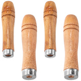 Pndeyo 4pcs Wooden File Handle with Strong Metal Collars, Medium Wooden Handle for 6"-8" File and Large Wood Handle for 10"-12" File, Screwdriver Hand Drill File Handle Pndeyo