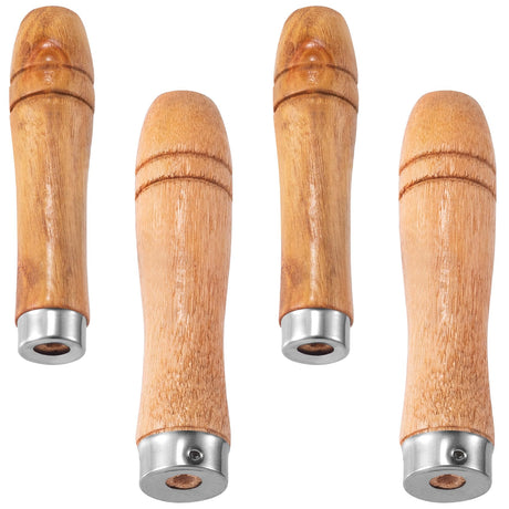 Pndeyo 4pcs Wooden File Handle with Strong Metal Collars, Medium Wooden Handle for 6"-8" File and Large Wood Handle for 10"-12" File, Screwdriver Hand Drill File Handle Pndeyo