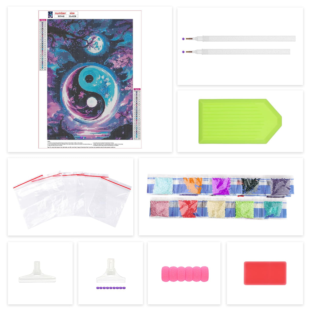 Lxmsja Yin Yang Diamond Art Kits for Adults, Moon DIY Full Drill Diamond Painting Kits for Beginners, 5D Gem Art Crafts for Adults, Home Wall Decor 12x16 inch Lxmsja