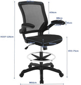 Modway Veer Reception Desk Flip-Up Arm Drafting Chair in Black Modway