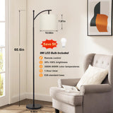 Ambimall 60" Floor Lamp with Remote Control and Stepless Dimmable Bulb, Colors Temperature & Brightness Adjustable, Modern Floor Lamps for Living Room（Beige Shade & Black Pole） Ambimall