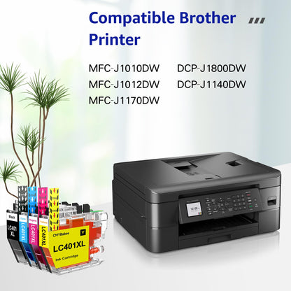 CMYBabee LC401XL Ink Cartridges for Brother Printer Compatible for Brother LC401 Ink Cartridges Work with Brother MFC-J1010DW MFC-J1012DW MFC-J1170DW DCP-J1800DW DCP-J1140DW Printer (BK,C,M,Y, 4 Pack)