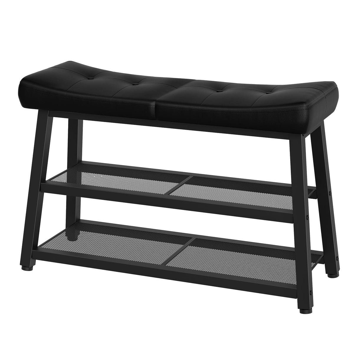 YATINEY Shoe Bench, 3-Tier Shoe Rack, Entryway Bench with Storage and Cushion, for Hallway, Foyer, Bedroom, Black HX02BB YATINEY