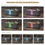 HedoAjim Grey Led Coffee Table for Living Room, Rectangular Living Room Table with Storage, Acrylic Coffee Tables with 2 Sliding Drawers, Wood Center Table for Reception Dinning Room HedoAjim