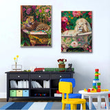 Paint by Numbers kit for Adults Beginner Bathroom Lion, Easy Paint by Number Kits on Canvas Retro Flowers Acrylic Painting Home Decor, 12 x 16 Inch Peeua