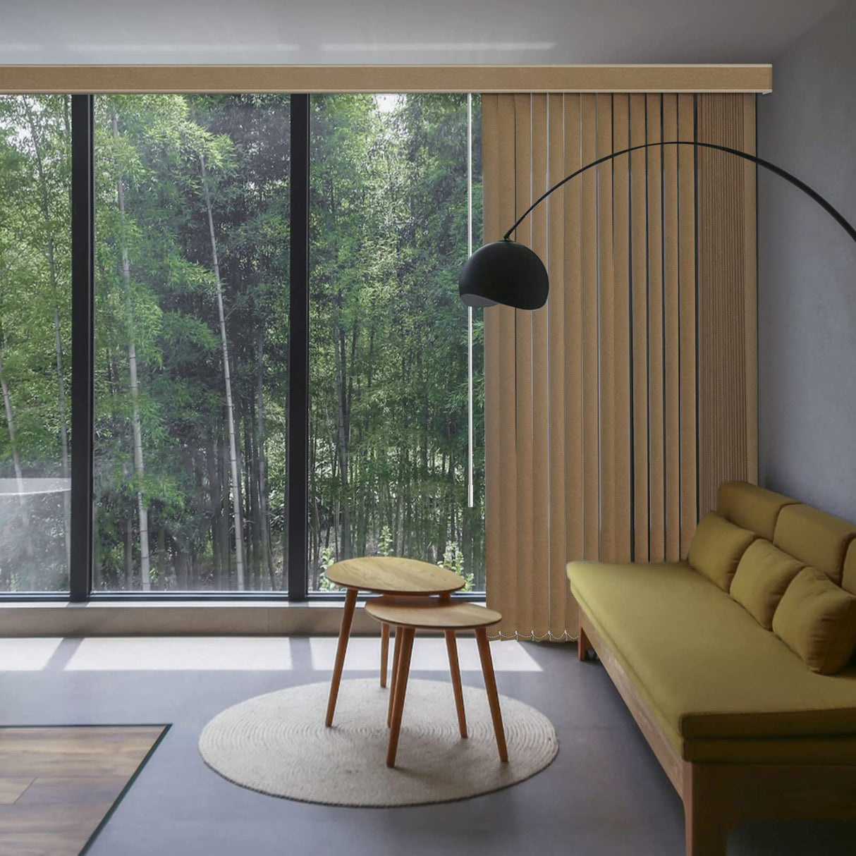 Graywind Fabric Vertical Blinds Custom Size Blackout Vertical Blind Free Wand Control Reversible Privacy Track Slats Set for Patio Sliding Glass Door Window (Coffee) Graywind